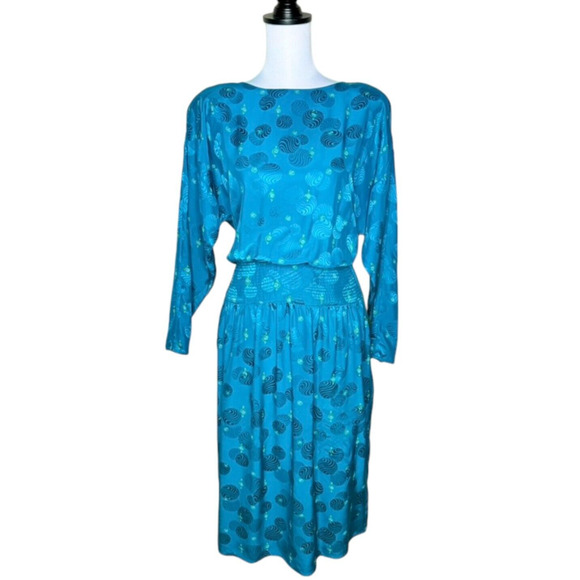 VTG Charles Bianco Italy Silk Colorful Longsleeve Art Deco Luxury Geometric Maxi - Picture 1 of 11